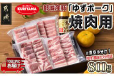 全部真空パック！都城産豚「ゆずポーク」の焼肉用800gセット(ゆず風味の焼肉たれ付き)≪みやこんじょ特急便≫_AA-1412-Q_(都城市) 10日以内お届け 豚肉 ブランド豚 小分け 真空パック ロース 肩ロース バラ モモ 焼肉用 サムギョプサル 栗山ノーサン