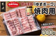 全部真空パック!都城産豚「ゆずポーク」の焼肉用800gセット(ゆず風味の焼肉たれ付き)_AA-1412_(都城市) 豚肉 ブランド豚 小分け 真空パック ロース 肩ロース バラ モモ 焼肉用 サムギョプサルにも 焼き肉
