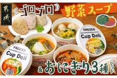 レンジで温めるだけ!ゴロゴロ野菜のスープ&おにぎり3種セット_AO-F701_(都城市) スープカレー ゆず塩鶏団子スープ ユッケジャンスープ 玄米おにぎり 十六穀おにぎり もち麦おにぎり かかし亭