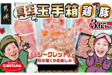 ブランドはお任せ★全部真空パック!KURIYAMAの玉手箱3.65kgセット_MJ-1421_(都城市) 都城産ブランド豚 おさつポーク ゆずポーク お任せ ロース 肩ロース モモ スライス 小間切れ ミンチ 小分け 真空パック 宮崎県産若鶏 手羽元 玉手箱 3.65kg 栗山ノーサン