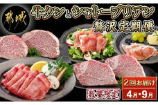 【数量限定】牛タン&シャトーブリアンが届く贅沢定期便_TMM2-0101_(都城市) ヒレ 牛タン シャトーブリアン 豚生ハム 期間限定 A5