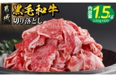 【黒毛和牛】切り落とし1.5kg(250g×6パック)_18-I901_(都城市) 牛肉 国産 黒毛和牛 外モモ ウデ マル バラ モモ ブリスケ 切り落とし 部位ミックス 250g 6パック 小分け 牛肉 炒め物  ブリスケ 