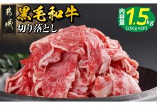【黒毛和牛】切り落とし1.5kg(250g×6パック)_18-I901_(都城市) 牛肉 国産 黒毛和牛 外モモ ウデ マル バラ モモ ブリスケ 切り落とし 部位ミックス 250g 6パック 小分け 牛肉 炒め物  ブリスケ 
