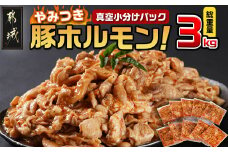 やみつき豚ホルモン!3kg!真空小分けパック!_LG8-3303_(都城市) 国産豚 ホルモン 味付き 300g 10P 3kg 小分け 真空パック おつまみ 焼くだけ 簡単調理 豚肉
