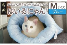 【ブルー】ねこのおふとん「はいるにゃん(R)」Mサイズ_11-J201-bl_(都城市) ねこのおふとん Mサイズ 幅50cm 長さ55cm ブルー 日本製