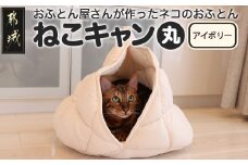 【アイボリー】【ねこキャン・丸タイプ】おふとん屋さんが作ったネコのふとん_19-J204-iv_(都城市) はいるにゃんシリーズ 洗える 防ダニ 抗菌 布団 寝具 ベッド マット クッション ペット用 猫 ねこ あったか ドーム型 かわいい