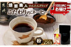焙煎職人こだわりのコーヒー【粉】250g 小分けパック(ジッパー・バルブ付) 中深煎り※ポスト投函≪かんたんドリップ30枚付≫≪みやこんじょ特急便≫_LB-3301-Q_(都城市) コーヒー粉 250g×1パック 少量パック ドリップ ジッパー・バルブ付き 保存に便利 中挽き ポスト投函 珈琲