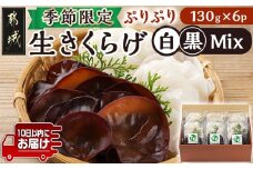 ≪季節限定!≫ぷりぷり食感の生きくらげ(白&黒Mix)130g×6パック≪みやこんじょ特急便≫_11-C901-Q_(都城市) 生きくらげ 黒きくらげ 白きくらげ ヘルシー 130g  6パック