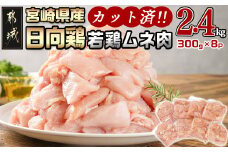 日向鶏 若鶏ムネ肉カット済2.4kg_AA-1555_(都城市) ムネ肉 2.4kg 宮崎県産 日向鶏若鶏 大容量 冷凍 唐揚げ チキン南蛮
