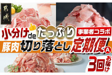 【事業者コラボ定期便】小分けdeたっぷり！豚肉切り落とし3回定期便A_T48-MY03_(都城市) 黒豚 どんぐりの恵み豚 都城産豚 ウデ モモ 切り落とし こま切れ 真空
