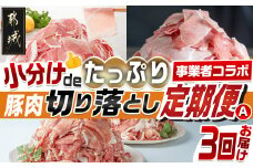 【事業者コラボ定期便】小分けdeたっぷり！豚肉切り落とし3回定期便A_T48-MY03_(都城市) 黒豚 どんぐりの恵み豚 都城産豚 ウデ モモ 切り落とし こま切れ 真空