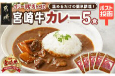 トプカ☆宮崎牛カレー5食セット※ポスト投函_LD-J904_(都城市) カレー専門店 手づくり 宮崎牛 ビーフカレー レトルト ポスト投函