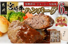 加熱済み☆宮崎牛ハンバーグ6個_14-8405_(都城市)都城産 宮崎牛 ハンバーグ 湯せん 贈り物 ギフト