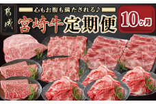 心もお腹も満たされる♪宮崎牛定期便(10ヶ月)_T140-10-6501_(都城市) 宮崎牛 牛うで 牛もも スライス モモステーキ ロースステーキ 切り落とし 肩ローススライス 定期便
