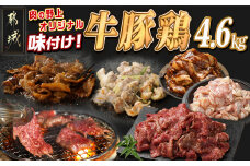 肉の野上の牛・豚・鶏オリジナル味付け4.6kg_AD-2604_(都城市) 味付き 甘辛タレ 鶏肉 豚肉 牛肉 セット 小分け 真空パック 韓国風の甘辛いタレ