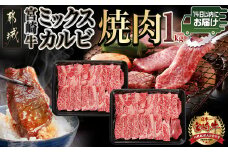 宮崎牛ミックスカルビ焼肉500g×2≪みやこんじょ快速便≫_AC-8916-R_(都城市) 宮崎県産宮崎牛 ミックスカルビ焼肉 ウデ/バラ/肩ロース/モモ いずれか２部位 冷凍配送