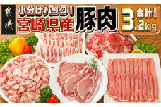 宮崎県産豚肉3.2kgセット_16-M601_(都城市) 宮崎県産 豚肉 小分け 切り落とし ロース 肩ロース バラ 炒め物 とんかつ 焼肉 しゃぶしゃぶ