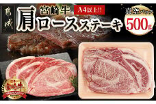 宮崎牛肩ロースステーキ250g×2枚_16-8903_(都城市) 宮崎県産 宮崎牛 肩ロース ステーキ 甘～いお肉 サシの甘味 濃厚な旨み わさび醤油 霜降り コク 