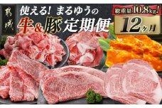 使える!まるゆうの牛&豚定期便(12ヶ月)_T200-12-N401_(都城市) 国産 宮崎牛 黒毛和牛 ローススライス  サーロインステーキ 切り落とし 霜降り 黒豚 みそ漬け 定期便