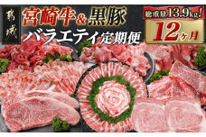 宮崎牛&黒豚 まるゆうバラエティ定期便(12ヶ月)_TAC12-N401_(都城市) 国産 宮崎牛 黒毛和牛 ローススライス  サーロインステーキ 切り落とし 霜降り 赤身 黒豚 しゃぶしゃぶ 定期便 牛肉 豚肉 TAC12-N401 宮崎県都城市