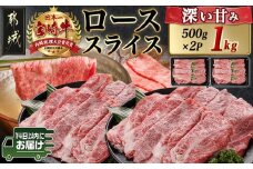 宮崎牛ローススライス(500g×2P)≪みやこんじょ快速便≫_AE-N402-R_(都城市) 宮崎県産 宮崎牛 ロース スライス すき焼き しゃぶしゃぶ 1kg 贈答用 ギフト 快速便 14日以内にお届け