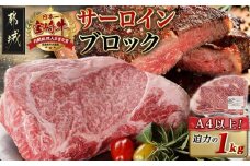 宮崎牛サーロインブロック(1kg)_38-N401_( 都城市 )  牛肉 宮崎県産 宮崎牛 サーロイン ステーキ 焼肉 BBQ 4等級以上 サシ ブロック 1㎏ 自分好みのステーキに！