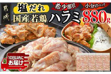 【希少部位】国産若鶏ハラミ「塩だれ味付」880g!小分け真空パック≪みやこんじょ特急便≫_LG-L603-Q_(都城市)  10日以内お届け スピード配送 若鶏 ハラミ 味付け 塩だれ 小分け 焼くだけ 簡単 調理 真空