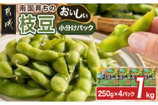 ≪小分けパック≫南国育ちのおいしい枝豆1kg_LE-3323_(都城市) 南九州産 急速凍結 塩ゆで 小分け250g おつまみ お弁当 おかず おやつ