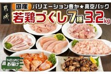 国産若鶏づくし7種セット!総重量3.2kg!≪みやこんじょ快速便≫_13-L902-R_(都城市) 国産若鶏 真空 ももみ むねみ ささみ チキンバー むねミンチ 味付手羽元 若鶏塩焼き 高タンパク 低カロリー! 
