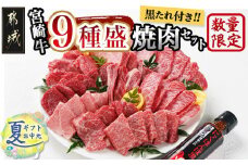 【お中元】【数量限定】宮崎牛9種盛り焼肉セット_22-3101-SG_(都城市) 宮崎牛 ラムシン マルシン イチボ サーロイン ザブトン 肩ロース ショートリブ カルビ 内モモ ギフト 贈答用 お中元 夏ギフト 牛肉 タレ付き 肉 国産 