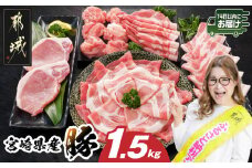 宮崎県産豚わくわく1.5kgセット(真空)≪みやこんじょ快速便≫_11-8401-s-R_(都城市) 豚肉 豚肉セット 宮崎県産豚 しゃぶしゃぶ バラ 焼肉 切り落とし 肩ローススライス ロース とんかつ ミンチ 使い勝手抜群 小分け 真空