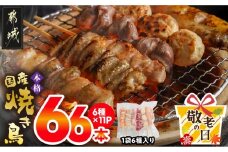 【敬老の日】職人串打ちの本格焼き鳥66本!!≪9月11日～15日お届け≫_MJ-3312-KG_(都城市) 焼鳥串 生冷凍串 冷凍生肉 もも 皮 手羽 小肉 砂肝 ぼんじり ねぎま ハラミ せせり つくね ふりそで 6本入り 11P 計2.1kg BBQ 鶏肉 国産 小分け
