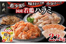 【敬老の日】【希少部位】国産若鶏ハラミ味付け2種2.2kg 小分けパック!≪9月11日～15日お届け≫_12-L602-KG_(都城市)  若鶏 ハラミ 味付け 塩だれ 味噌だれ 小分けパック 焼くだけ 簡単 調理