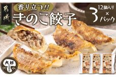 香り立つ!!「きのこ餃子」36個_LF-8701_(都城市) ギョウザ 12個入り 3パック 椎茸 きくらげ 都城産ブランド豚 きなこ豚 きゃべつ ニラ ニンニク使用 ヘルシー餃子 大杉しいたけ園