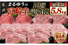 まるゆうの宮崎牛定期便 (10回)_T227-10-N401_(都城市) 宮崎県産 宮崎牛 ローススライス  サーロインステーキ リブロース 霜降り モモスライス 定期便