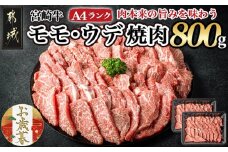 【お歳暮】宮崎牛ウデ・モモ焼肉800g≪11月17日～12月21日お届け≫_AC-2603-WG_(都城市) 牛肉 宮崎牛 A4ランク ４等級 モモ ウデ 焼肉用 400g×2パック 計800グラム 低カロリー 冷凍