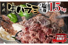 牛ハラミ 塩麹タレ漬け1.5kg≪みやこんじょ特急便≫_14-3305-Q_(都城市) 味付き牛ハラミ 300gパック 真空 小分け 1500g