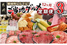 【セレクト定期便】第3弾☆都城市ご当地グルメ定期便(12ヶ月)≪2026年お届け≫_T180-MY01_(都城市) 定期便クイーンハーブ豚 高千穂牧場ヨーグルト 宮崎牛ロースステーキ チキン南蛮 豚わくわく4.1kg スイートコーン うなぎ蒲焼 宮崎牛焼肉 炭火焼鶏 モンブラン ショコラ ローストビーフ モモスライス