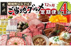 【セレクト定期便】第4弾☆都城市ご当地グルメ定期便(12ヶ月)≪2026年お届け≫_T179-MY01_(都城市) 定期便 宮崎SPF豚 高千穂牧場ヨーグルト 宮崎牛ロースステーキ チキン南蛮 完熟マンゴー 豚わくわく 本格うなぎ ハンバーグ 宮崎牛モモステーキ ミックスナッツ 炭火焼鶏 黒毛和牛赤身すき焼き