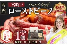 【年内お届け】宮崎牛ローストビーフ230g×1個≪2025年12月15日～31日お届け≫_13-2601-HNY_( 都城市 ) ローストビーフ 特製ローストビーフタレ付き 牛肉 宮崎牛 モモ肉 ギフト 贈答用  ギャル曽根さんおすすめの牛肉返礼品 牛肉 モモ肉 丼 サンドイッチ アレンジ