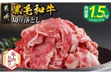 【年内お届け】【黒毛和牛】切り落とし1.5kg(250g×6パック)≪2025年12月15日～31日お届け≫_18-I901-HNY_(都城市) 牛肉 国産 黒毛和牛 外モモ ウデ マル バラ モモ ブリスケ 切り落とし 部位ミックス 250g 6パック 小分け 牛肉 炒め物  ブリスケ 