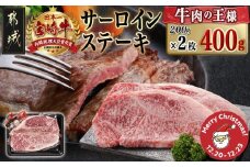 【☆クリスマス☆】宮崎牛サーロインステーキ(200g×2枚)≪12月20日～23日お届け≫_AC-N401-OJX_(都城市) 4等級以上 ステーキ 牛肉 宮崎牛 和牛 国産 サーロイン 400g サシ 霜降り 真空パック クリスマス