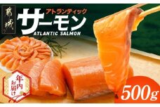 【年内お届け】アトランティックサーモン500g≪2025年12月15日～31日お届け≫_AA-M302-HNY_(都城市) アトランティックサーモン サーモン 急速冷凍 海鮮丼 カルパッチョ ムニエル