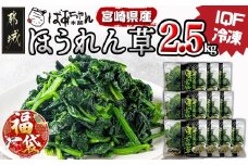 【福袋★2026】宮崎県産(IQF冷凍)ほうれん草2.5kg_AA-1527-F2026_(都城市) カット済ほうれん草 おひたし 冷凍野菜 IQF冷凍 急速冷凍 必要な分だけ 250g×10P フードロス対策 常備野菜 炒め物