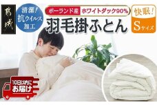 抗ウイルス加工羽毛掛ふとん ポーランド産ホワイトダック90％【S】≪みやこんじょ特急便≫_AN-E105-Q_(都城市) 羽毛布団 寝具 抗菌防臭加工 ダウン SEKアレルGプラス加工 日本製 掛け布団 シングル