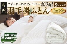 羽毛掛ふとん ポーランド産マザーグース95%480dp【S】≪みやこんじょ快速便≫_MD-E101-R_(都城市) 羽毛布団 寝具 抗菌防臭加工 ダウン SEKアレルGプラス加工 日本製 掛け布団 シングル