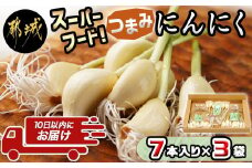 スーパーフード!つまみにんにく 7本入り×3袋※冷蔵≪みやこんじょ特急便≫_LE-C901-Q_(都城市) つまみにんにく 7本入 3袋 水耕栽培 発芽にんにく レシピ同梱 にんにく特有のにおい残りが少ない 冷蔵配送