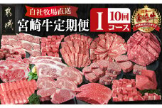 宮崎牛定期便(10回お届け) Iコース_TAJ10-2501_(都城市) 宮崎牛 ウデ モモ リブロース ロース サーロイン バラ カルビ 肩ロース イチボ 友三角 ロース スライス ステーキ サイコロ ブロック 焼肉