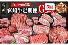 宮崎牛定期便(5回お届け) Gコース_TAJ5-2501_(都城市) 宮崎牛 モモ リブロース ロース 肩ロース ウデ バラ カルビ イチボ 友三角 サーロイン ステーキ サイコロ ブロック スライス 焼肉