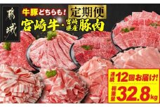 ≪12回連続お届け≫とにかくお肉大好き!宮崎牛と宮崎県産豚定期便L(総重量32.8kg)_T336-12-N201_(都城市) 宮崎県産 牛肉 宮崎牛 豚肉 しゃぶしゃぶ すき焼き 焼肉 バラ ロース ウデ モモ